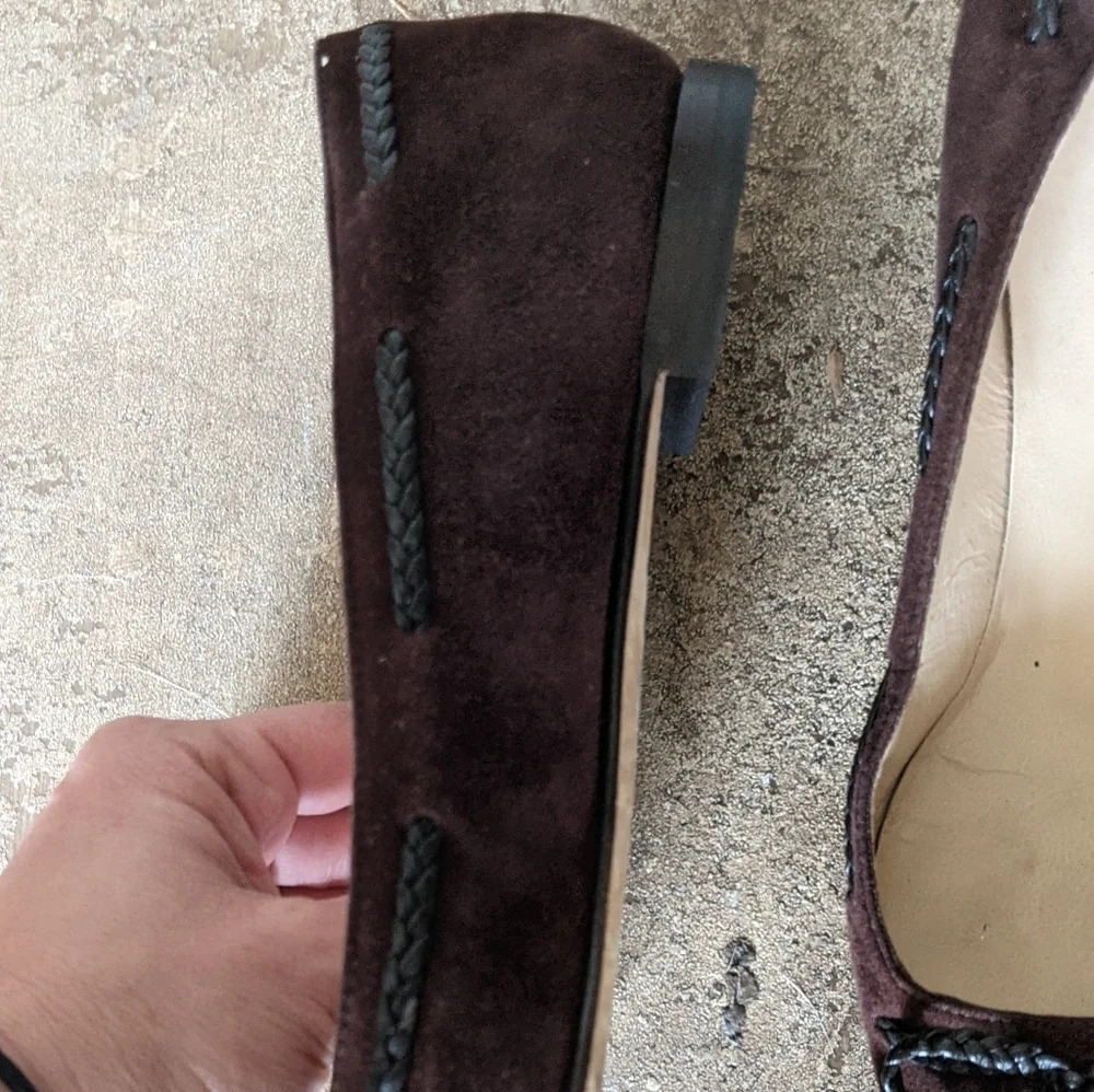 Manolo Blahnik brown suede ballet bow Flats - Picture 5 of 5